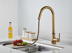 Rubinetto da cucina in bronzo rustico con controllo touch e bocca estraibile