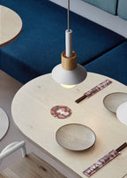 Lampa wisząca Liora z metalu i drewna | Petprovac