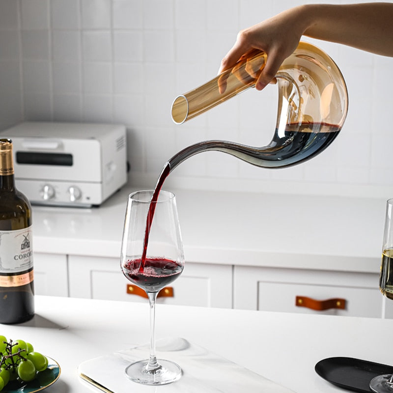 Decanter per vino in vetro cristallo Luminara per aerazione e versata setosa