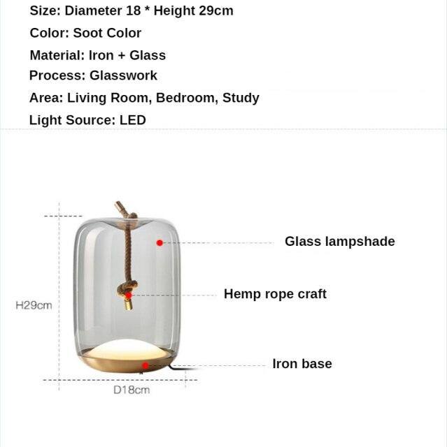 Skovra | Nordische geknotete Hanfseil-Tischlampe | Petprovac