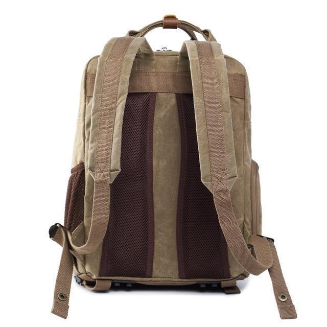 NovaVoyage Camera Backpack With Waxed Canvas For Travel And Photo Gear