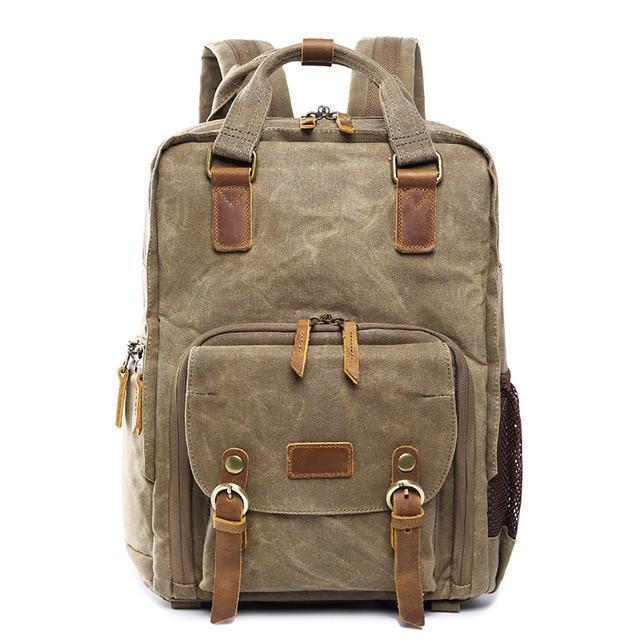 NovaVoyage Camera Backpack With Waxed Canvas For Travel And Photo Gear