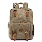 NovaVoyage Camera Backpack With Waxed Canvas For Travel And Photo Gear