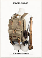 NovaVoyage Camera Backpack With Waxed Canvas For Travel And Photo Gear