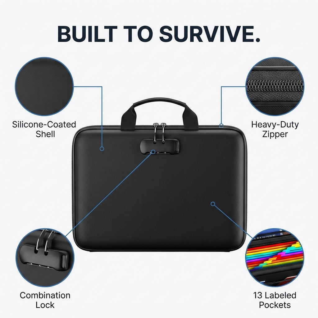 Fireproof & Waterproof Document Organizer – Grab-and-Go Emergency File Case