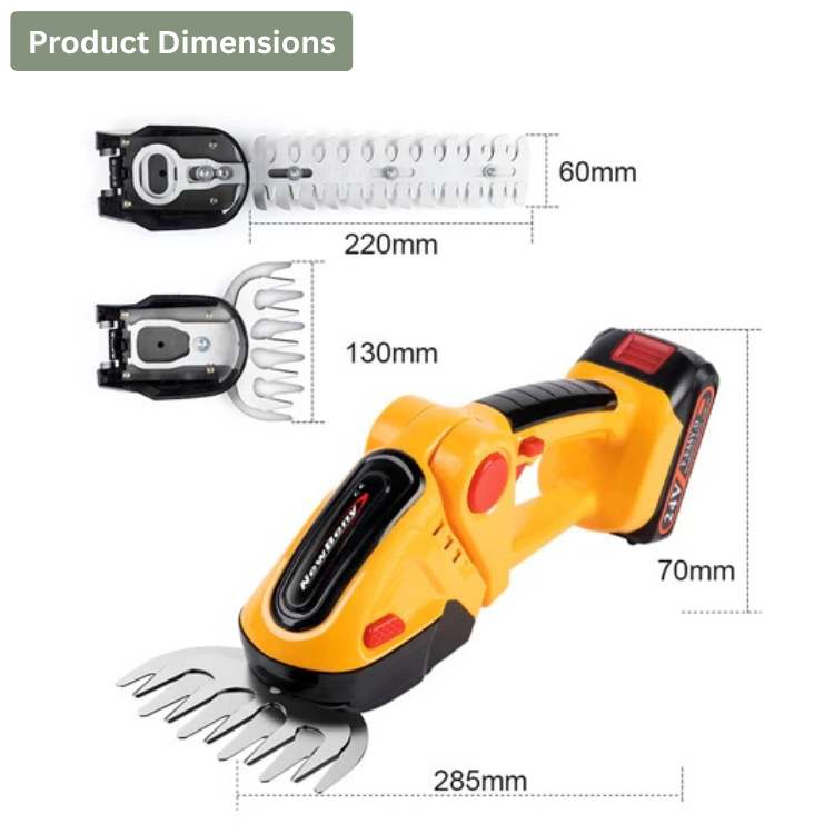 VerdePro Trådløs Ergonomisk 2-i-1 Hæk- og Buskrydder