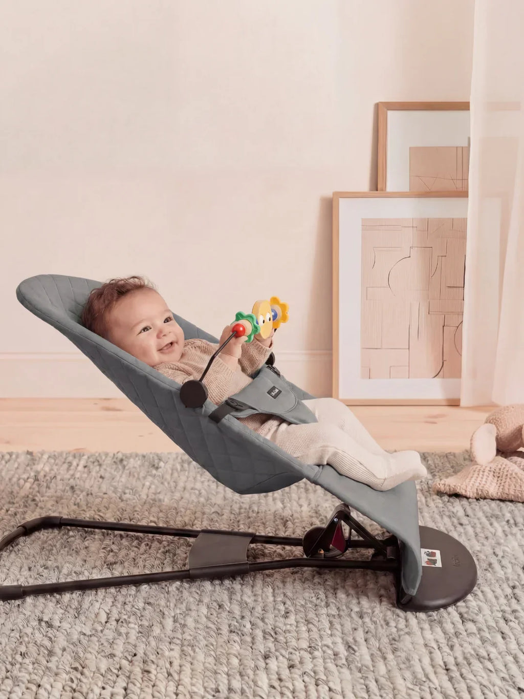 Foldable Baby Bouncer with Interactive Toy Arch