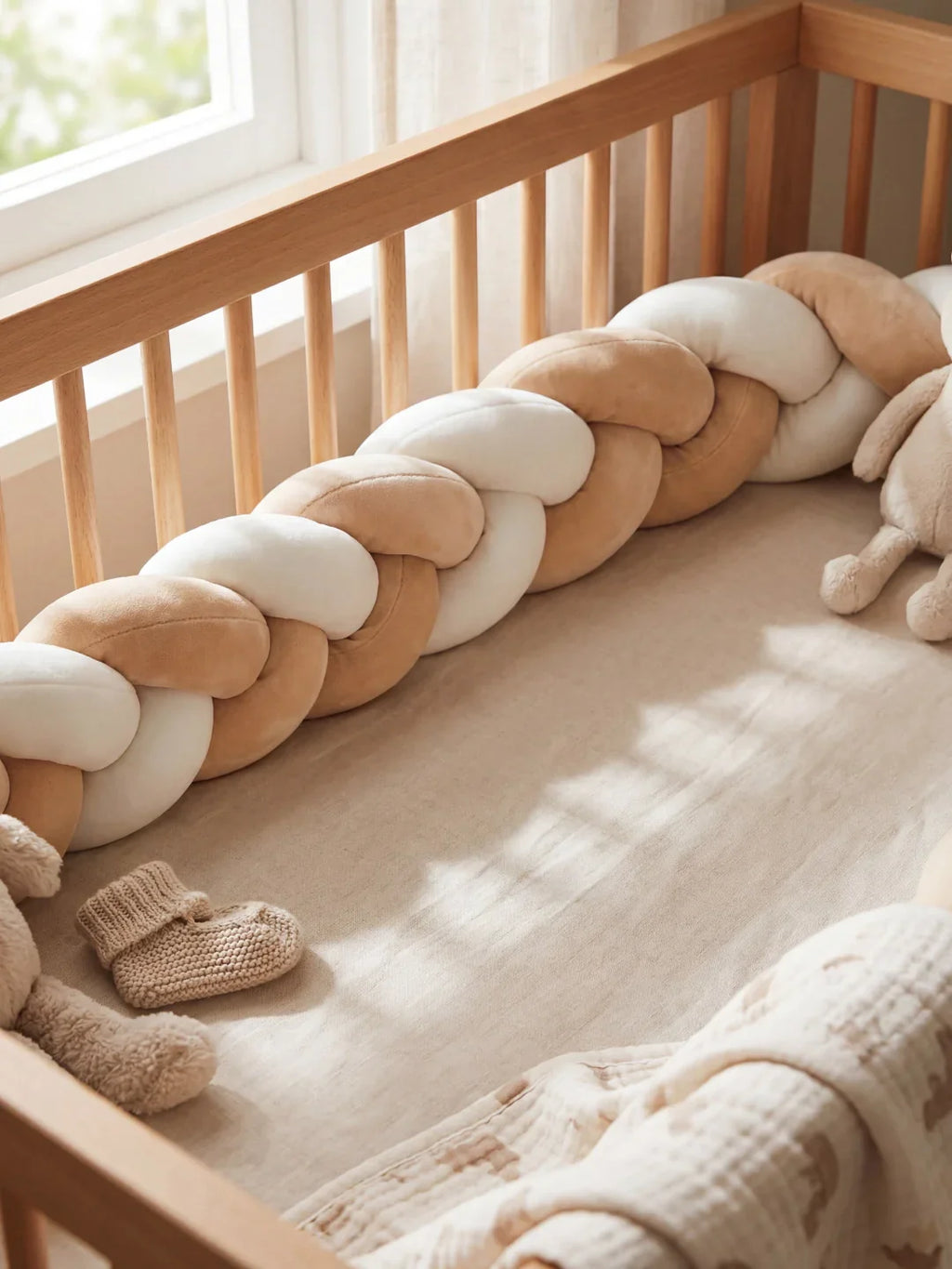 Premium Two-Tone Braided Baby Crib Bumper
