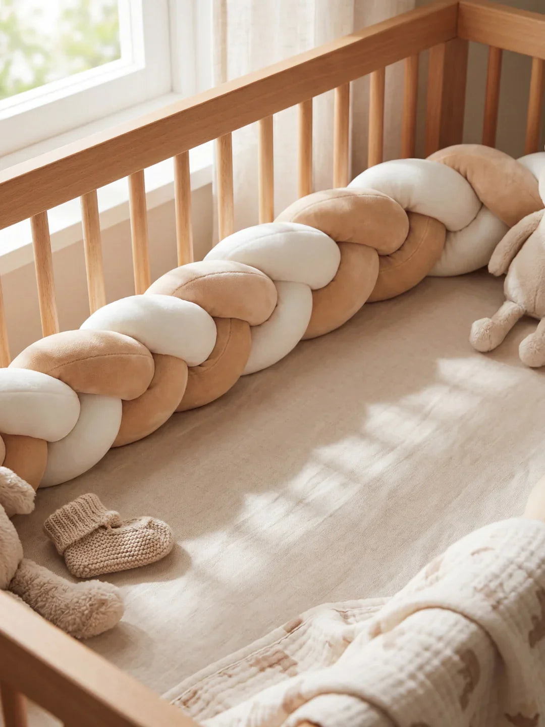 Premium Two-Tone Braided Baby Crib Bumper