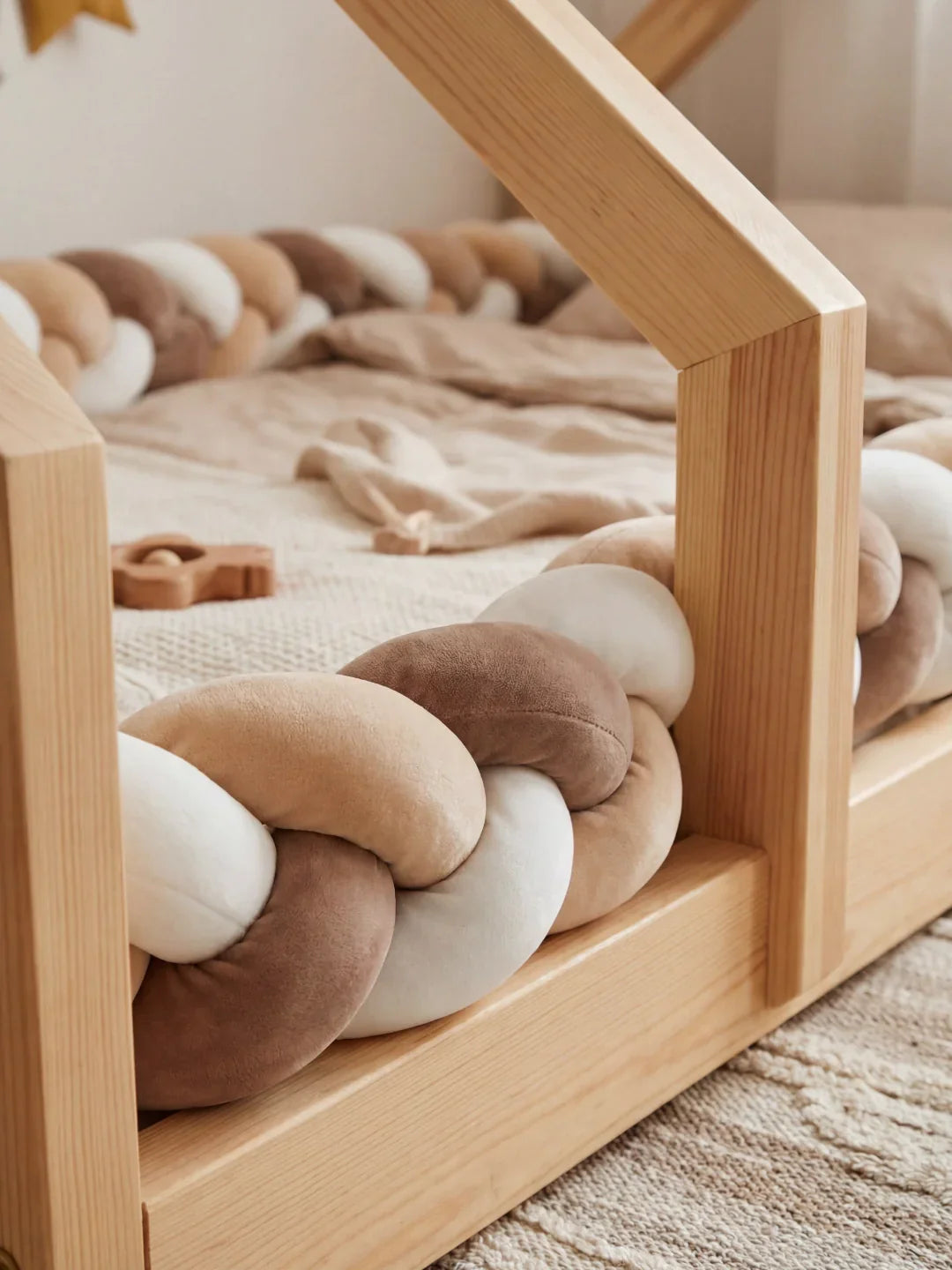 Terracotta Velvet Braided Baby Bed Bumper