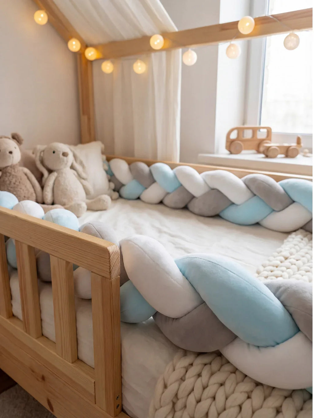 Terracotta Velvet Braided Baby Bed Bumper