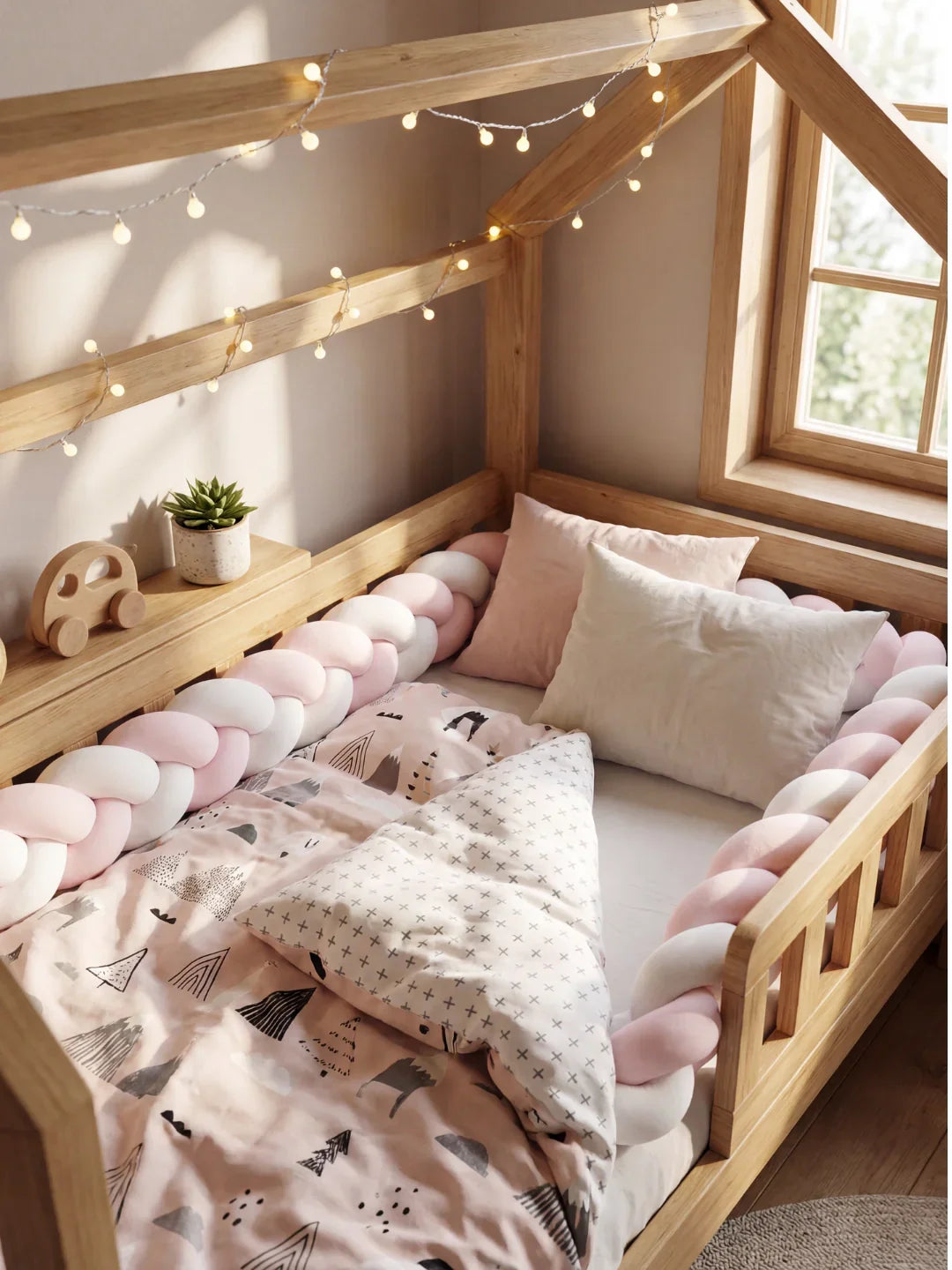 Premium Two-Tone Braided Baby Crib Bumper
