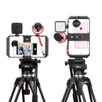 Suporte de Vídeo para Telemóvel com Luz para Filmagem em Movimento e Imagens Estáveis