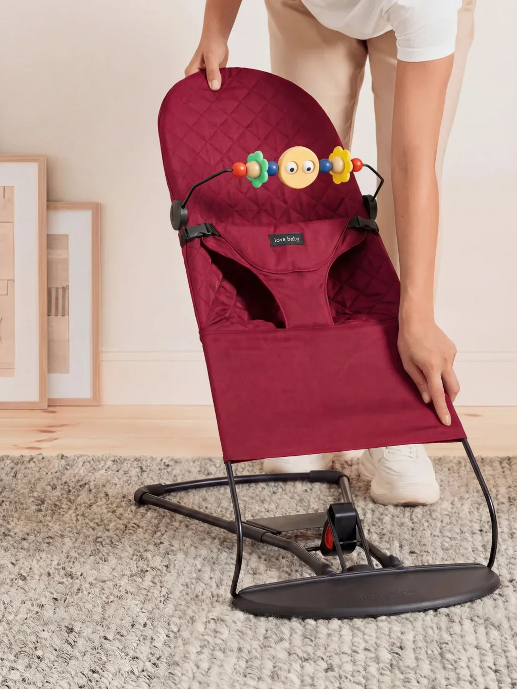 Foldable Baby Bouncer with Interactive Toy Arch