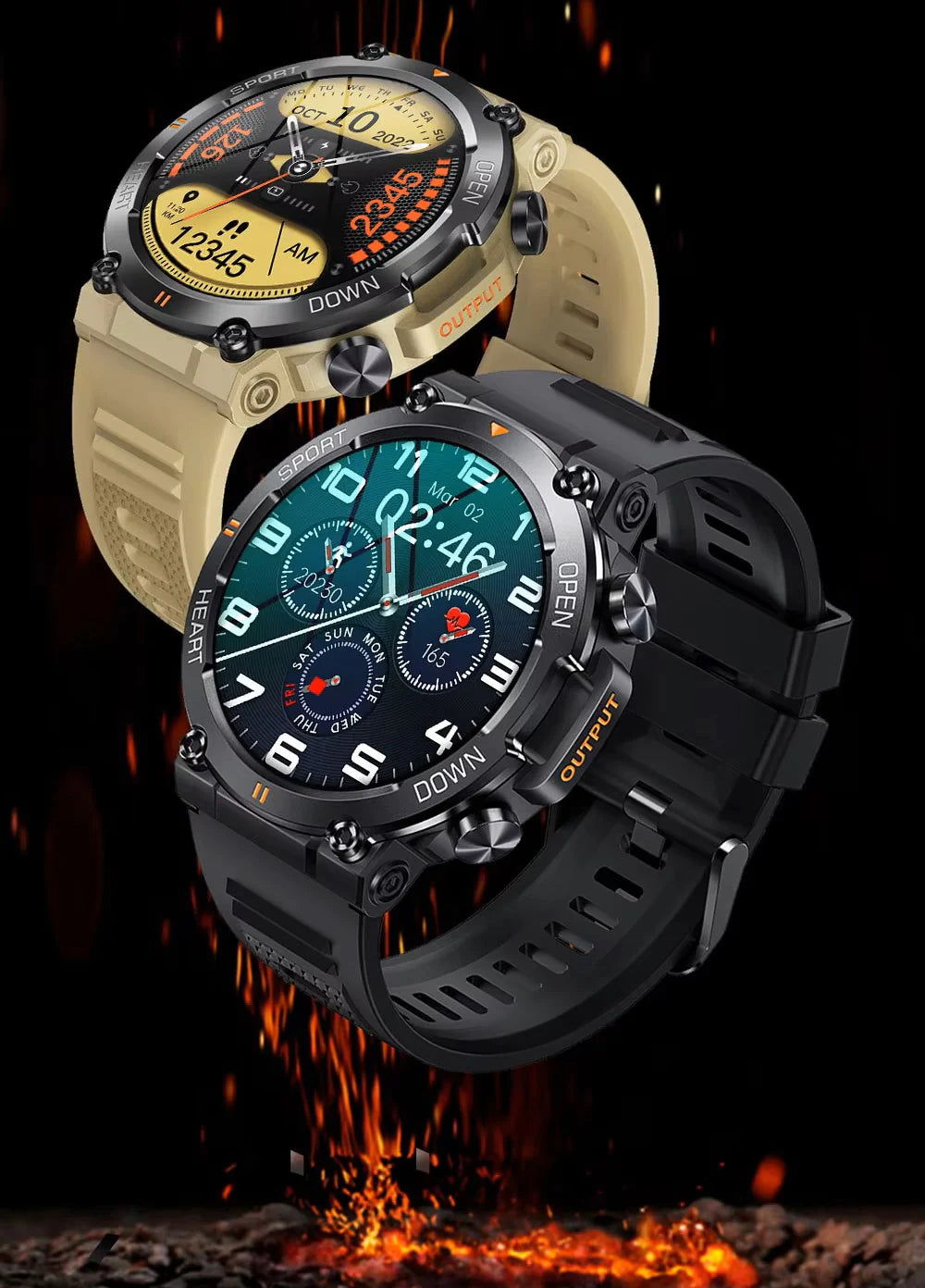 FortisX タイタン タクティカル スマートウォッチ 長持ちバッテリー付き