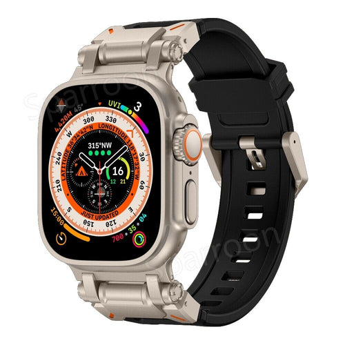 Rovelo Metal Ultra Kılıf ve Fluoro Kayış, Apple Watch 4'ten 9 SE'ye Kadar