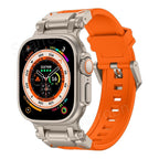 Rovelo Metal Ultra pouzdro s taktickým fluoro pryžovým páskem pro Apple Watch 9 8 7 6 5 4 SE