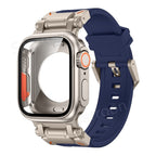 Rovelo Metal Ultra pouzdro s taktickým fluoro pryžovým páskem pro Apple Watch 9 8 7 6 5 4 SE