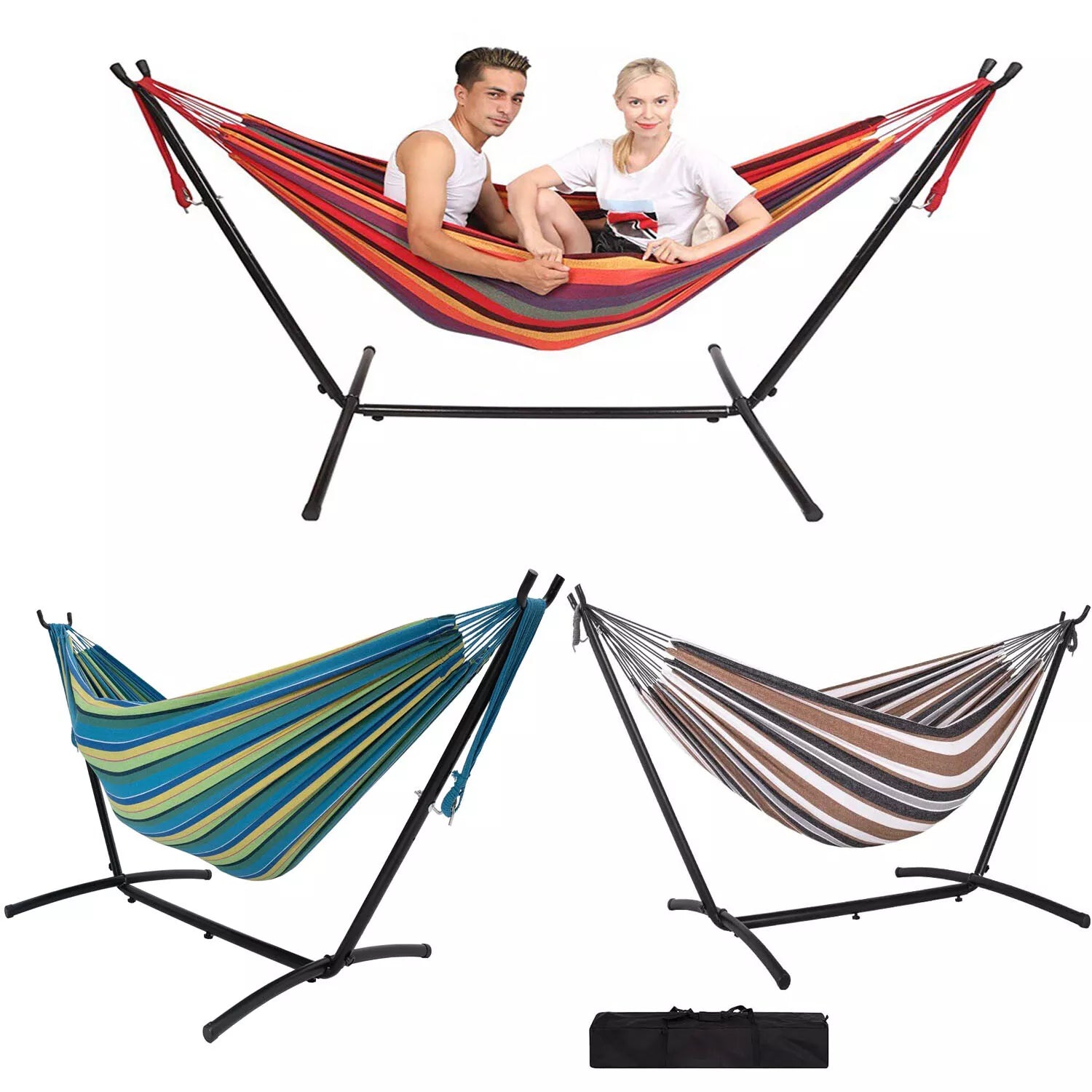 Amaca per Due con Supporto in Tela Premium per Relax all'Aperto