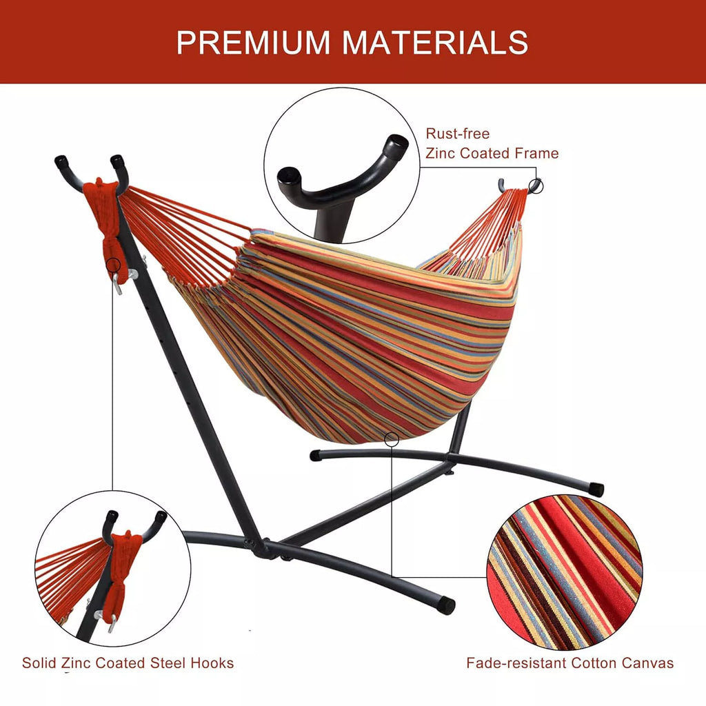 Amaca per Due con Supporto in Tela Premium per Relax all'Aperto