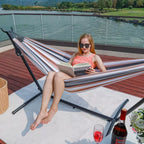 Amaca per Due con Supporto in Tela Premium per Relax all'Aperto