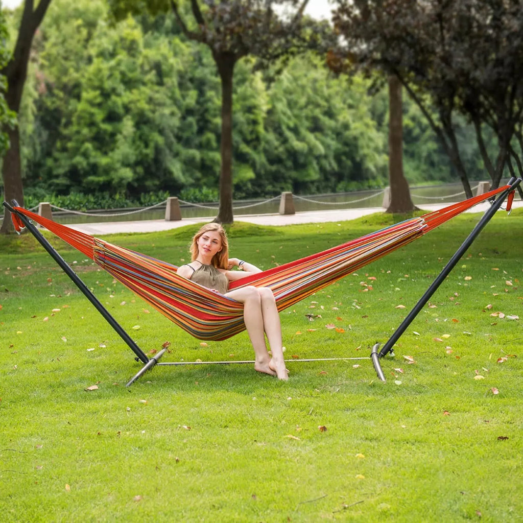Amaca per Due con Supporto in Tela Premium per Relax all'Aperto