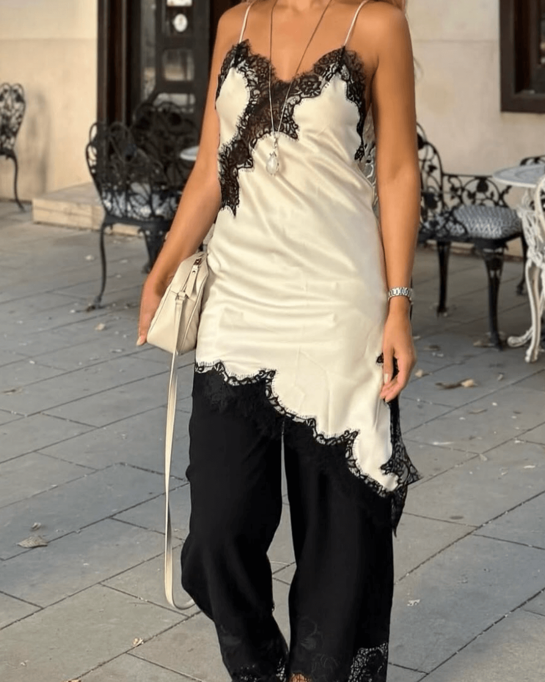 Asymmetric Satin And Lace Adorned Cocktail Dress For Elegant Evenings