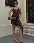Asymmetric Satin And Lace Adorned Cocktail Dress For Elegant Evenings