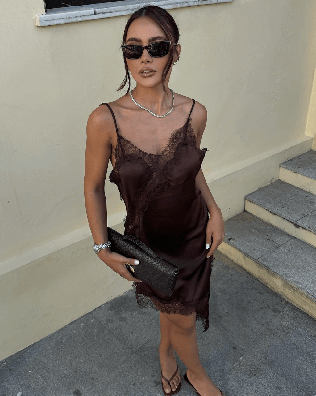 Asymmetric Satin And Lace Adorned Cocktail Dress For Elegant Evenings
