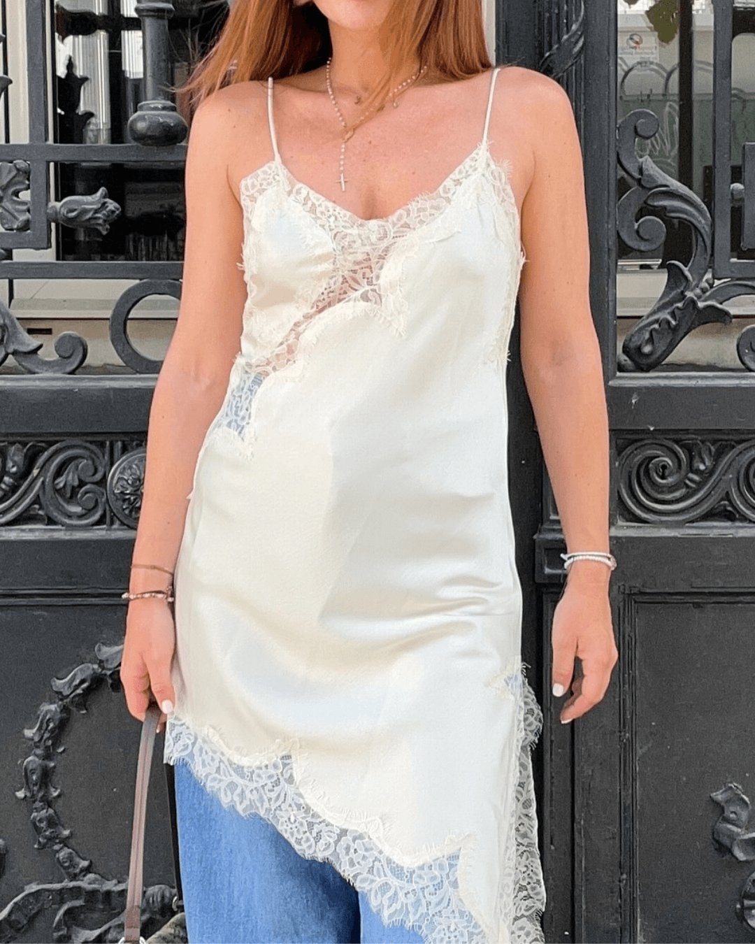 Asymmetric Satin And Lace Adorned Cocktail Dress For Elegant Evenings