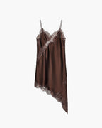 Asymmetric Satin And Lace Adorned Cocktail Dress For Elegant Evenings