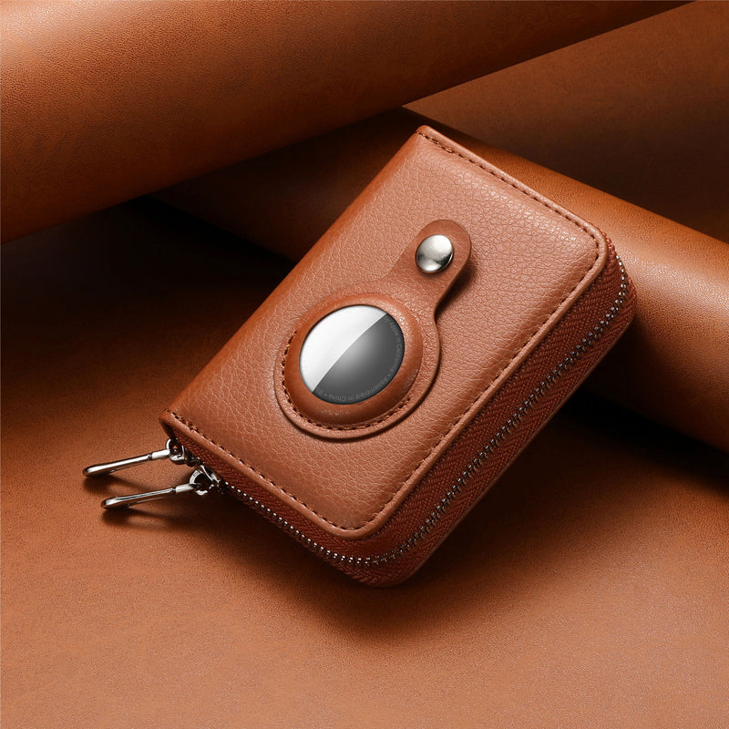 Intelligent AirTag-Zip RFID Leather Wallet