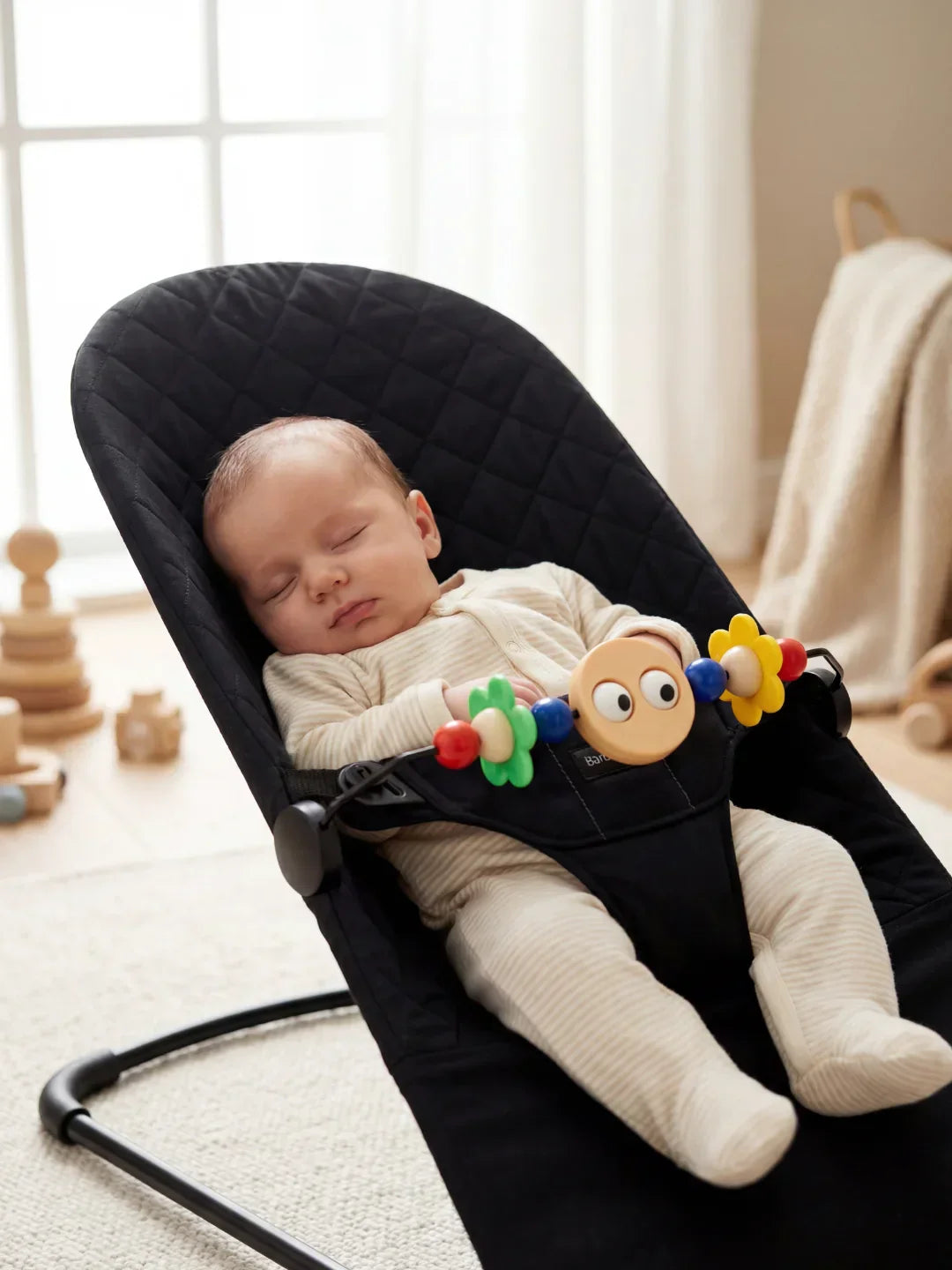 Foldable Baby Bouncer with Interactive Toy Arch
