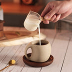 Sada keramických kávových šálků Hana Zen inspirovaná Japonskem s bambusovým podšálkem a lžičkou