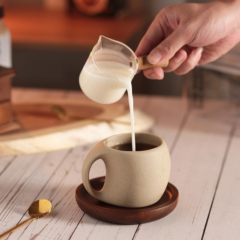 Sada keramických kávových šálků Hana Zen inspirovaná Japonskem s bambusovým podšálkem a lžičkou