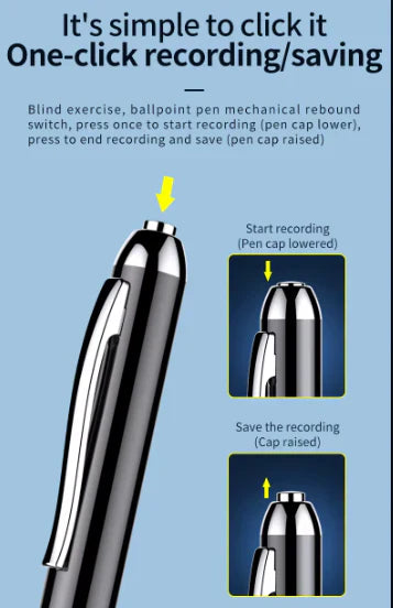 Bolígrafo grabador de voz oculto Auralis con activación por voz para reuniones