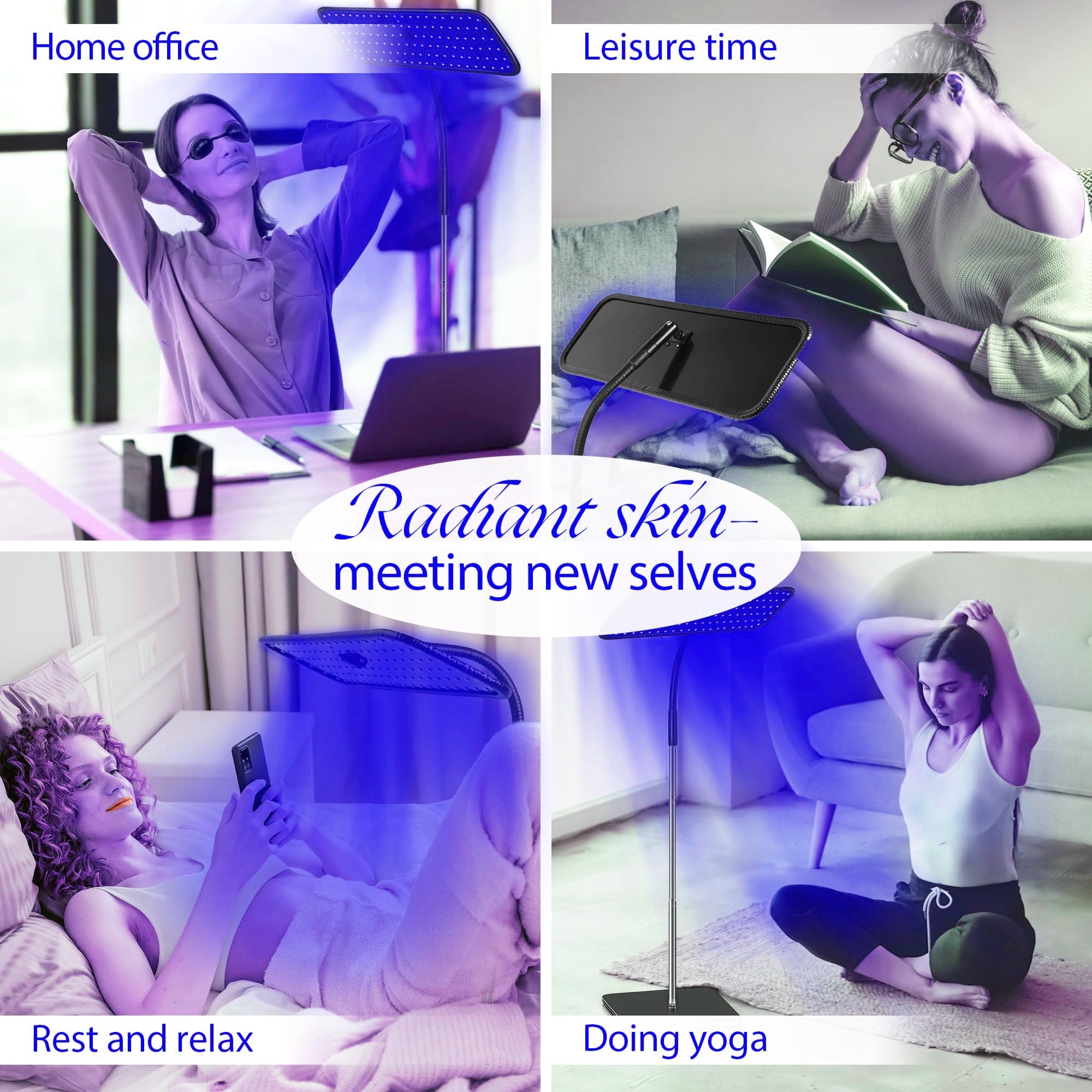 Appareil de bronzage à lumière bleue réglable pour un éclat toute l'année