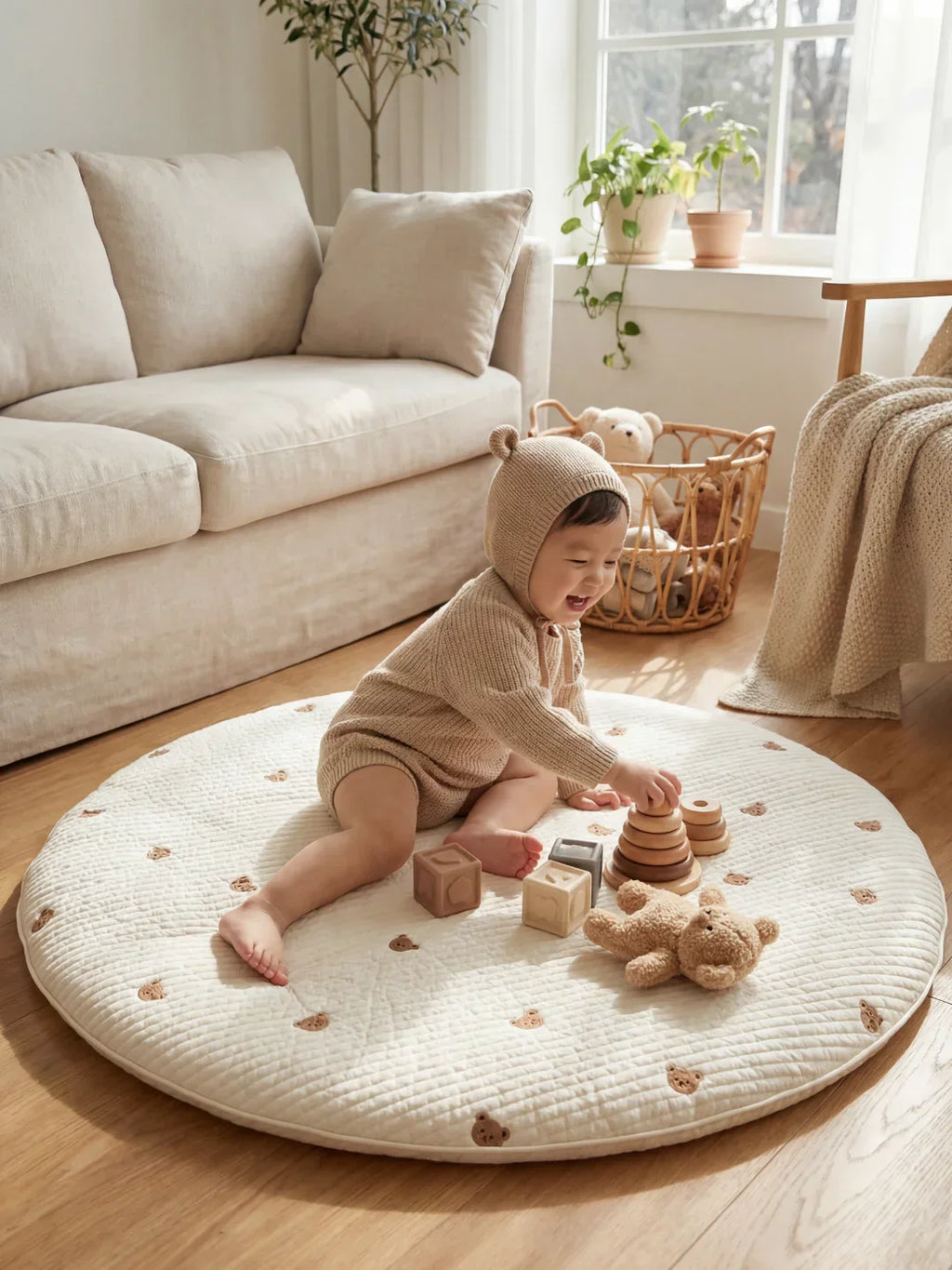 Quilted Cotton Baby Play Mat For Gentle Floor Play Sessions
