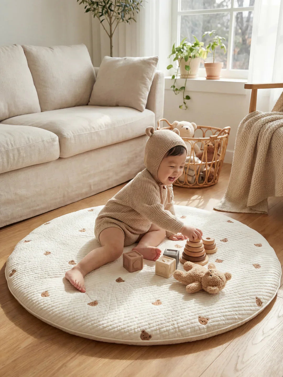 Quilted Cotton Baby Play Mat For Gentle Floor Play Sessions