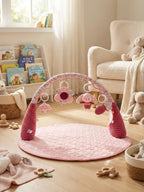 Floral Bunny 2-in-1 Sensory Arch and Play Mat – Pink Baby Gym