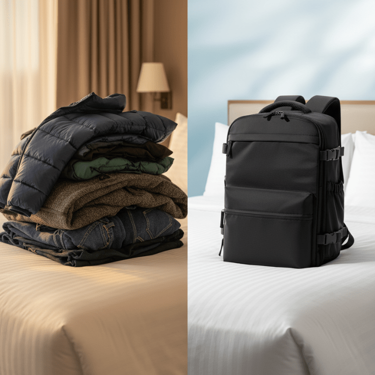 Travel Backpack With Vacuum Compression And Air Pump For Carry-On