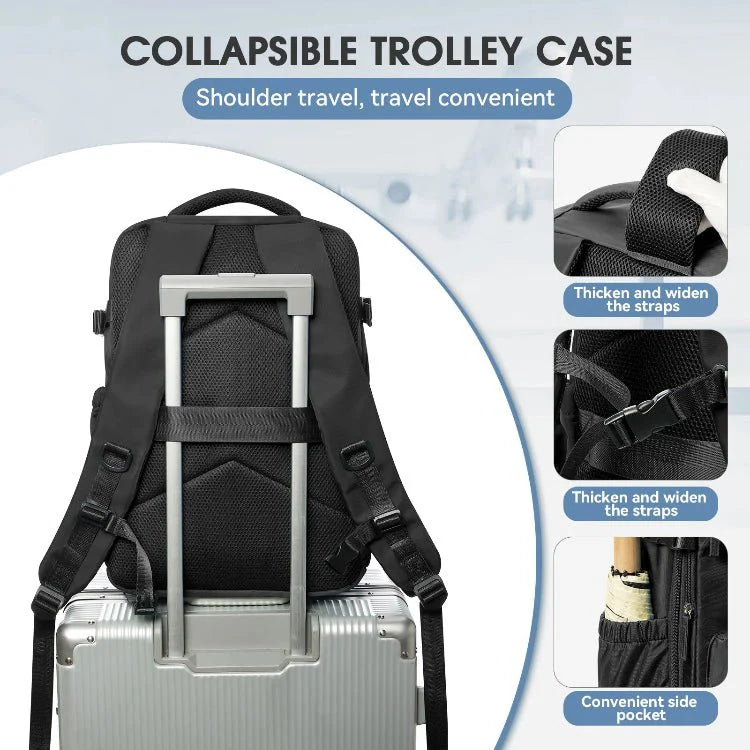 Travel Backpack With Vacuum Compression And Air Pump For Carry-On