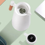 LumaTemp dobbeltvægget termokande med temperaturvisning og træhåndtag