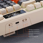 لوحة مفاتيح ألعاب ميكانيكية صامتة زيفير بتقنية البلوتوث مع شاشة عرض