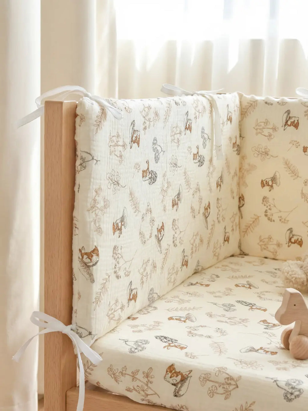 Reversible Cotton and Minky Baby Crib Bumper