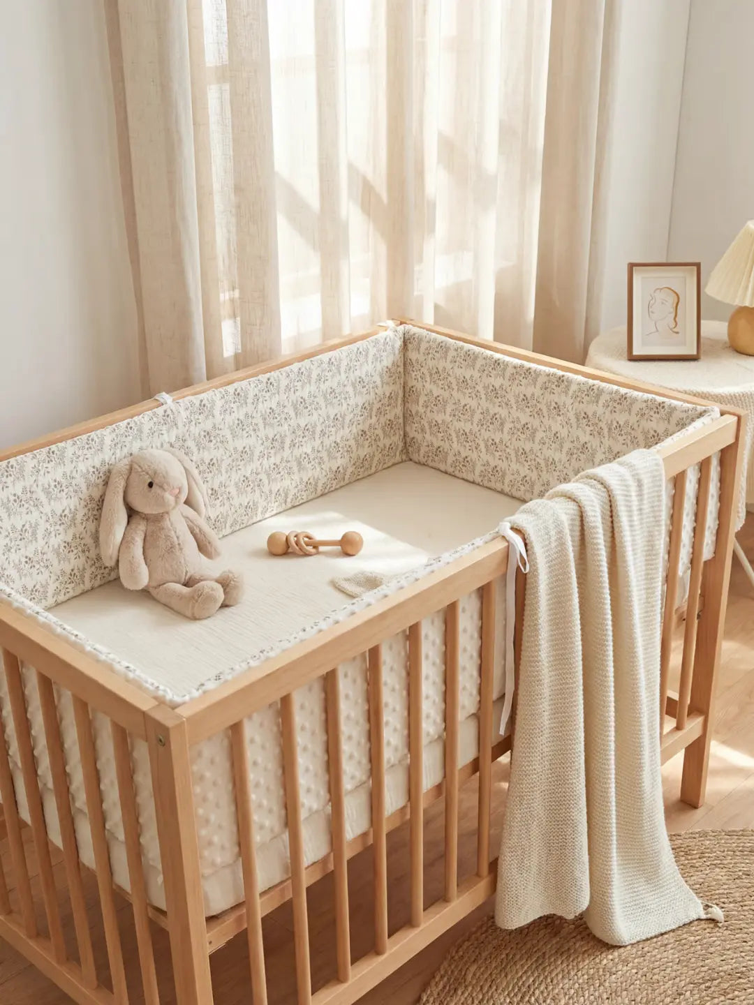 Reversible Cotton and Minky Baby Crib Bumper