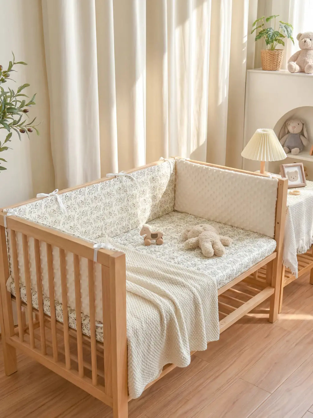 Reversible Cotton and Minky Baby Crib Bumper