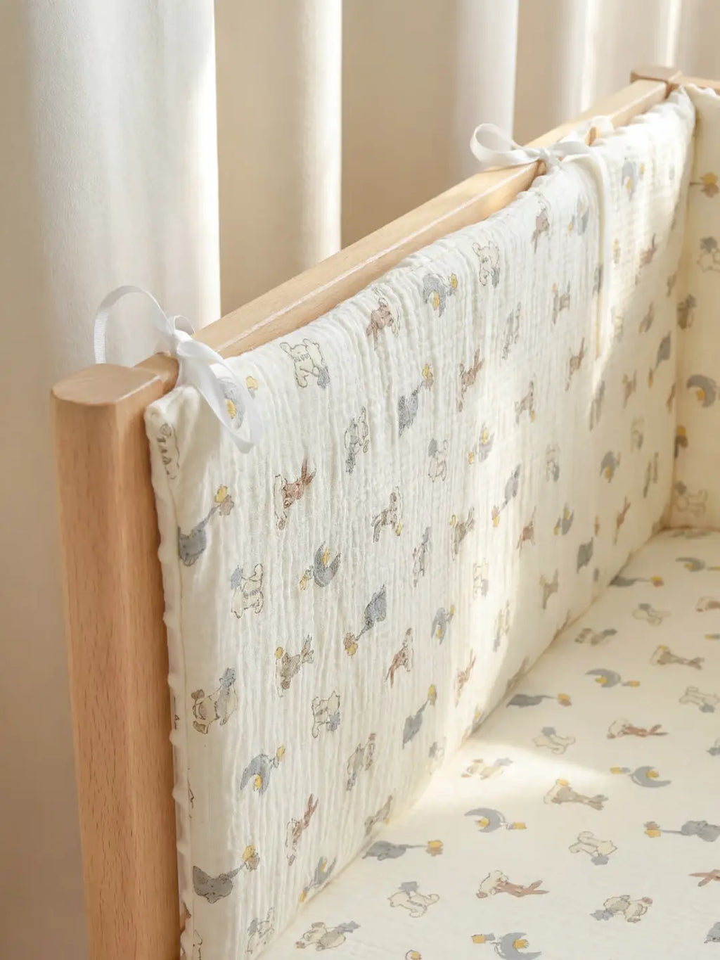 Reversible Cotton and Minky Baby Crib Bumper