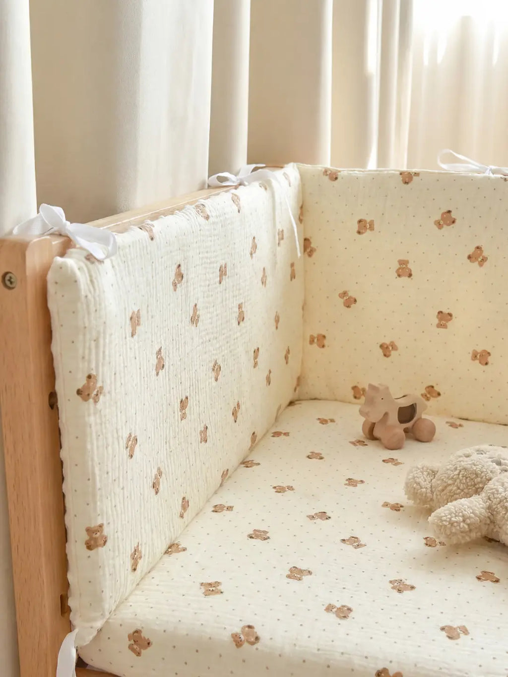 Reversible Cotton and Minky Baby Crib Bumper