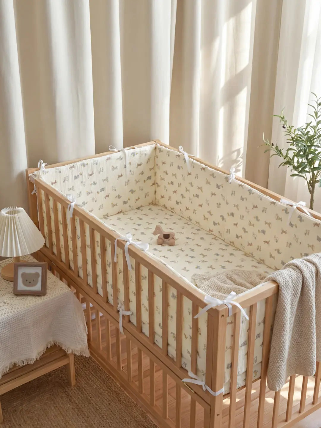 Reversible Cotton and Minky Baby Crib Bumper